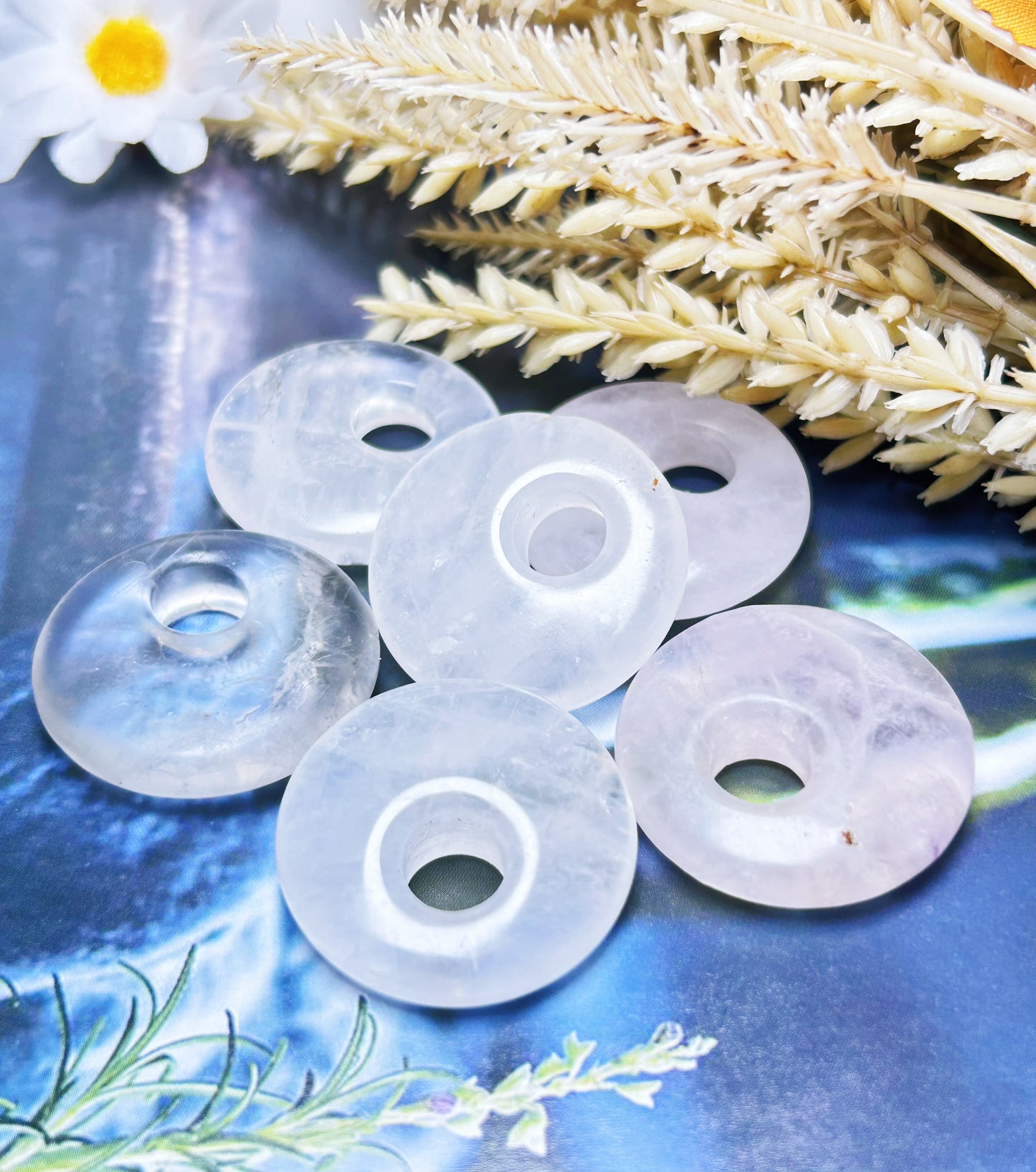 Colgante de donut de cristal de 1/2 pieza, colgante de donut de piedra preciosa, collar gargantilla de donut, tamaño aproximado: 1,1 pulgadas