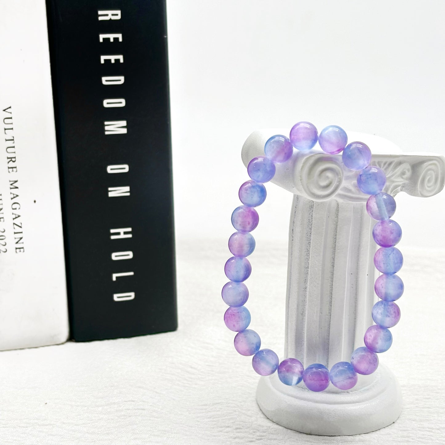 Pulsera de piedra de yeso con forma de ojo de gato de colores de ensueño, serie Macaron, color caramelo, 4 USD/ud.
