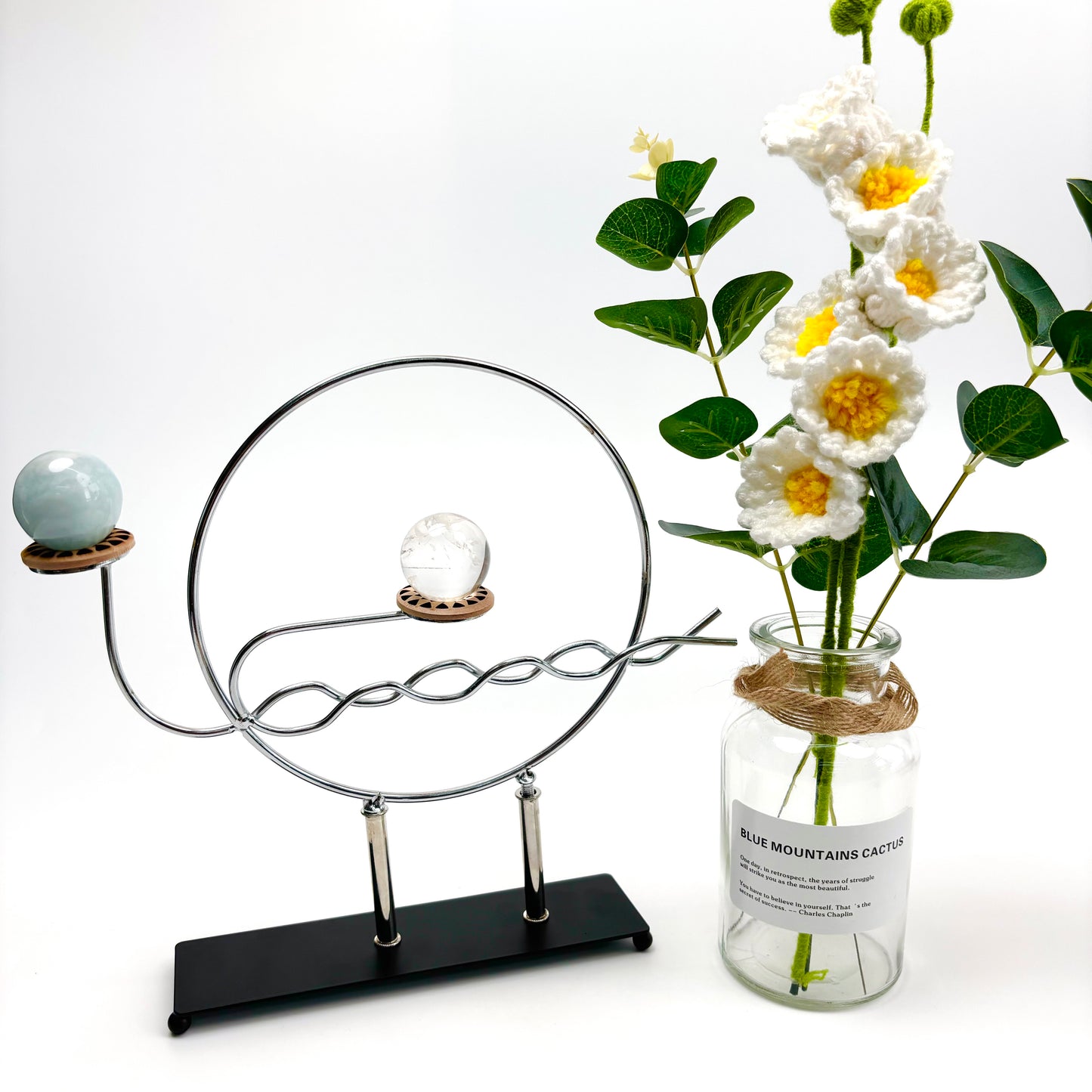 $11,1/1 pieza de base esférica de cristal de dos esferas.