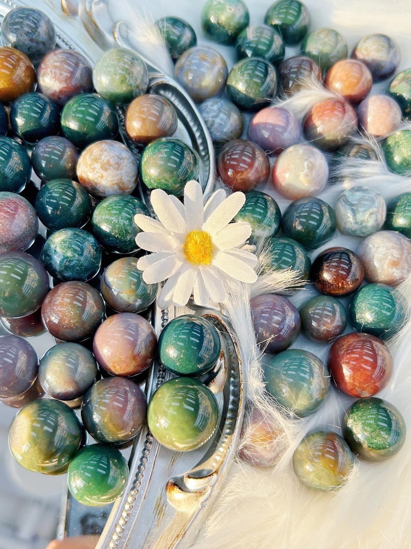 Colorful Ocean Jasper Spheres / Birthday gifts/Healing Crystals for Meditation/ Reiki Crystals /Witchy Decor
