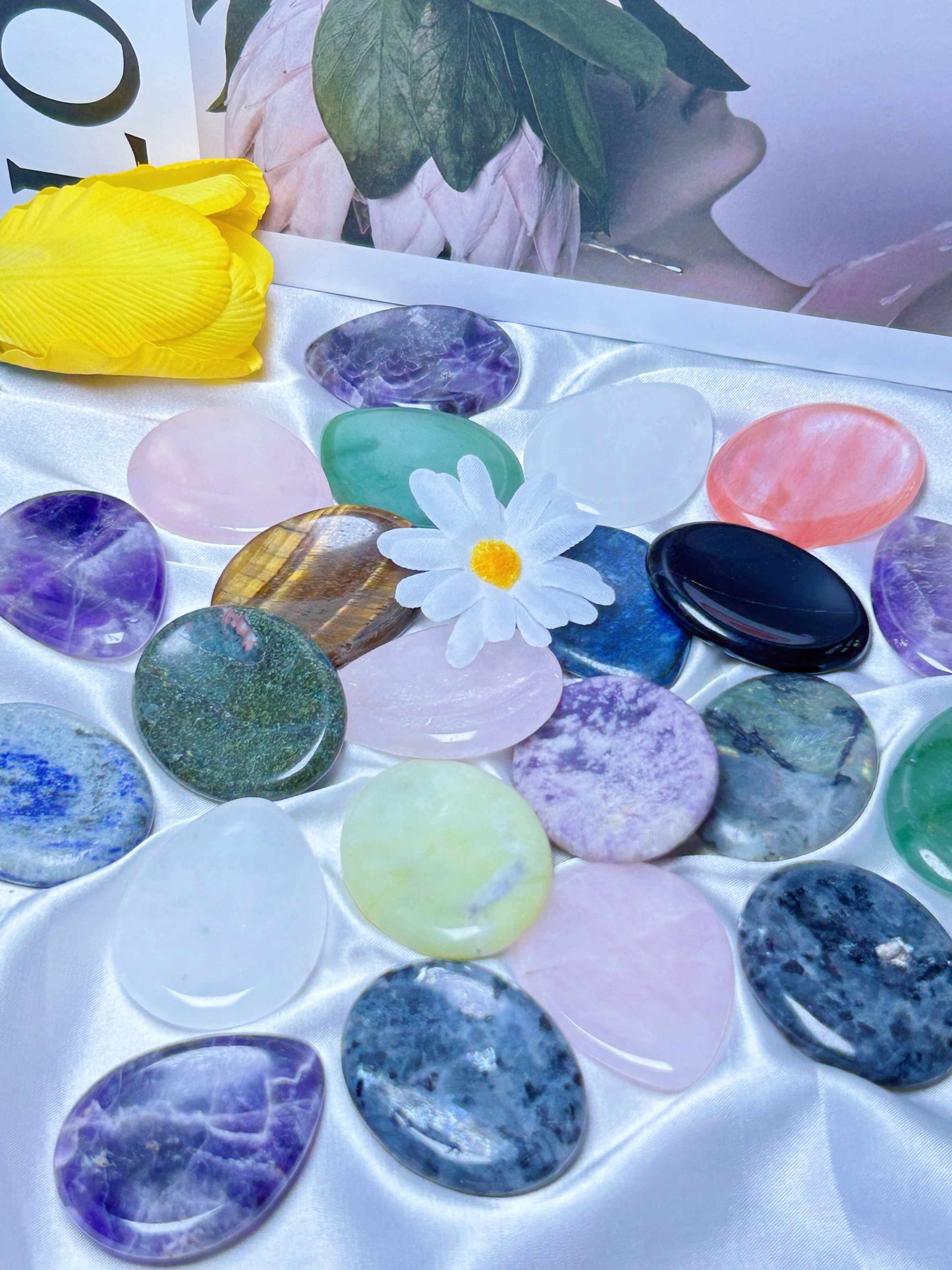 Crystal Worry Stones - HUGE Assortment,  (Smooth Polished Worry Stone, Palm Stone, Gemstone Pocket Stone)