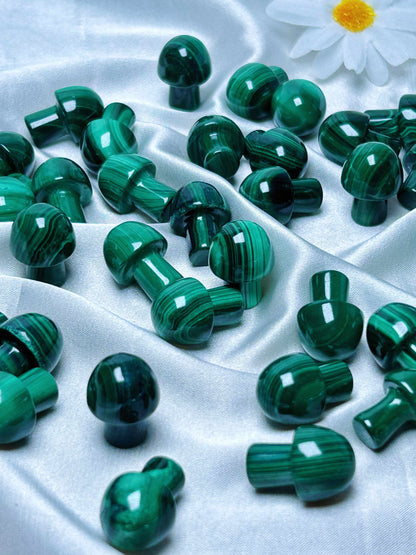 Malachite Small Mushrooms /Crystal Mushrooms /Crystals for Wrapping Jewelry/Stones for Protection/Stones for Growth Money Wealth