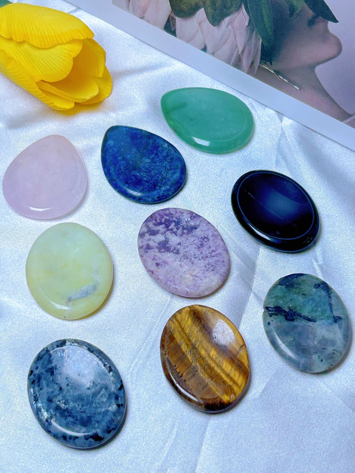 Crystal Worry Stones - HUGE Assortment,  (Smooth Polished Worry Stone, Palm Stone, Gemstone Pocket Stone)