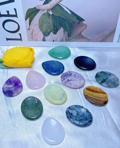 Crystal Worry Stones - HUGE Assortment,  (Smooth Polished Worry Stone, Palm Stone, Gemstone Pocket Stone)