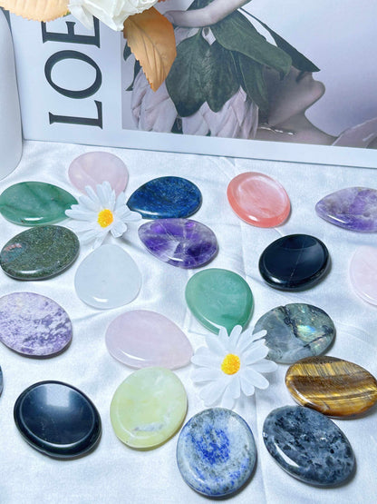 Crystal Worry Stones - HUGE Assortment,  (Smooth Polished Worry Stone, Palm Stone, Gemstone Pocket Stone)