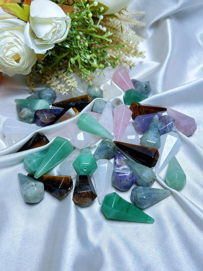 36mm Mix Wand/Pendulum/Point  Natural Crystal Pendulum Aventurine/Rose Quartz/Amethyst/Clear Quartz/Labadorite/Tiger Eye/ Pendulum Dowsing Tool Divination Tool