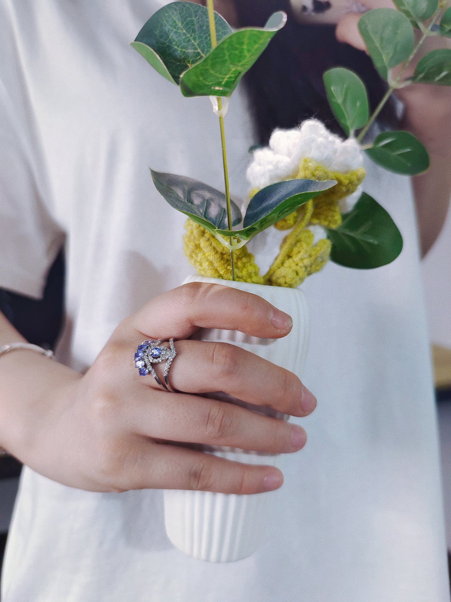 $7/PC Tanzanite Combination Ring,A Beautiful and Charming Crystal Ring