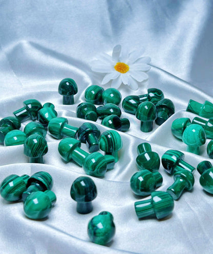 Malachite Small Mushrooms /Crystal Mushrooms /Crystals for Wrapping Jewelry/Stones for Protection/Stones for Growth Money Wealth