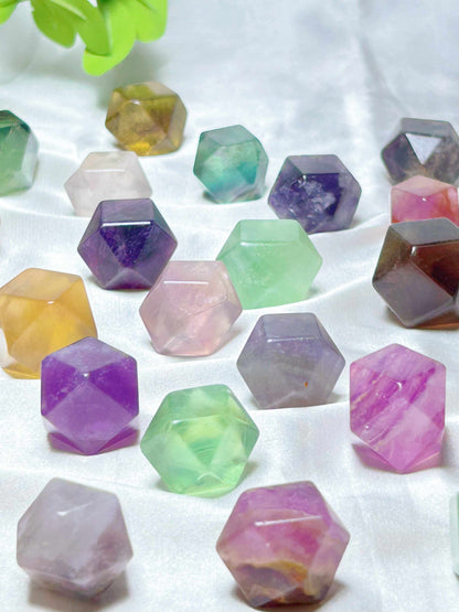 Gemstone Fluorite Hand Carved Polyhedral Dice DnD Dice Set - Gift For,fluorite cube&tumble