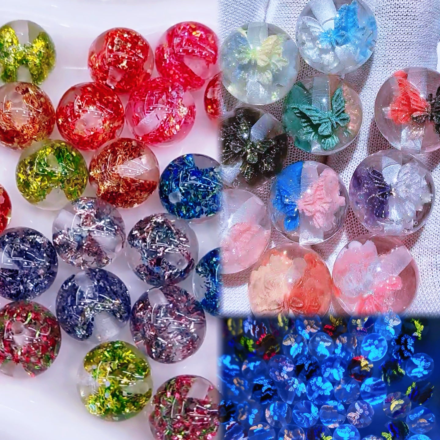 Mix Flower/Butterfly Handmade Resin Beads 16mm