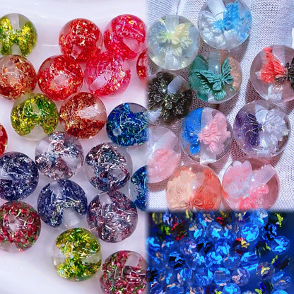 Mix Flower/Butterfly Handmade Resin Beads 16mm