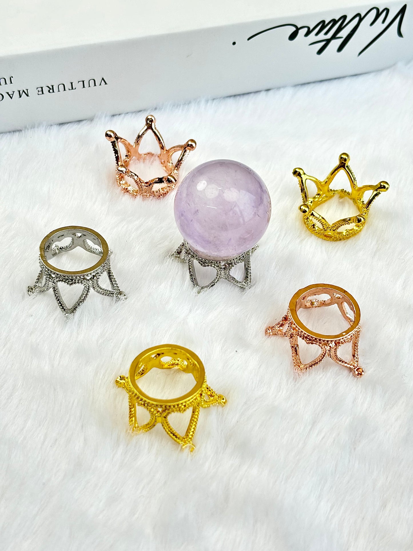 $1/2pcs Brilliant golden crown crystal base,brilliant silvery crown crystal base,brilliant rose gold crown crystal base,crystal sphere exhibition.