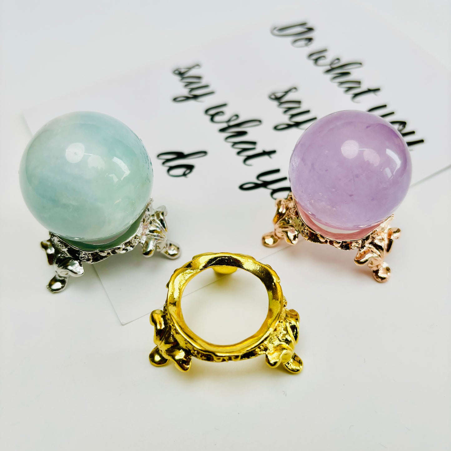 $1/1pcs Brilliant golden ring crystal base, Silvery-grey ring crystal base,Light rose gold ring crystal base, crystal sphere base.