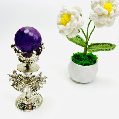 $7.8/1pcs Brilliant silvery bell-crown crystal base, crystal sphere base.