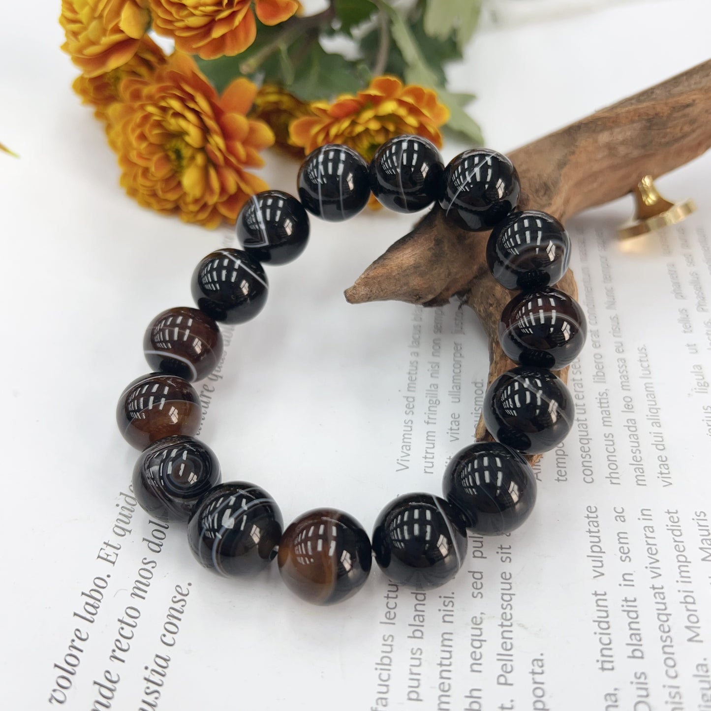 Black agate bracelet.