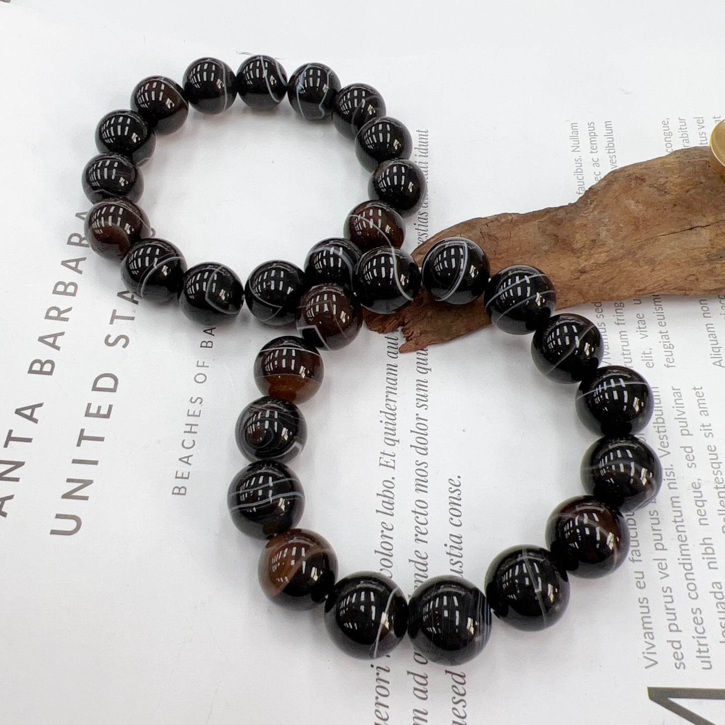 Black agate bracelet.