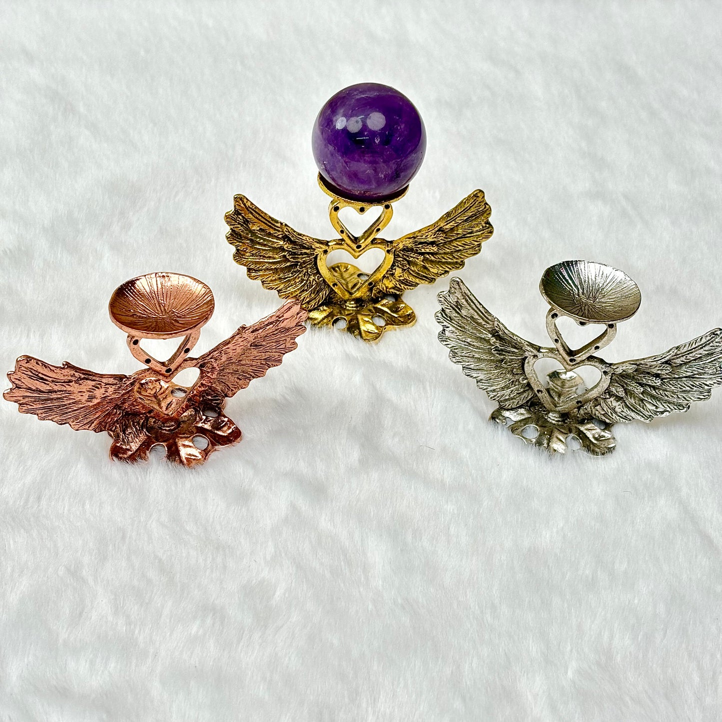 $4/1pcs Golden heart-wing crystal base,silvery heart-wing crystal base,rose gold heart-wing crystal base,crystal sphere base