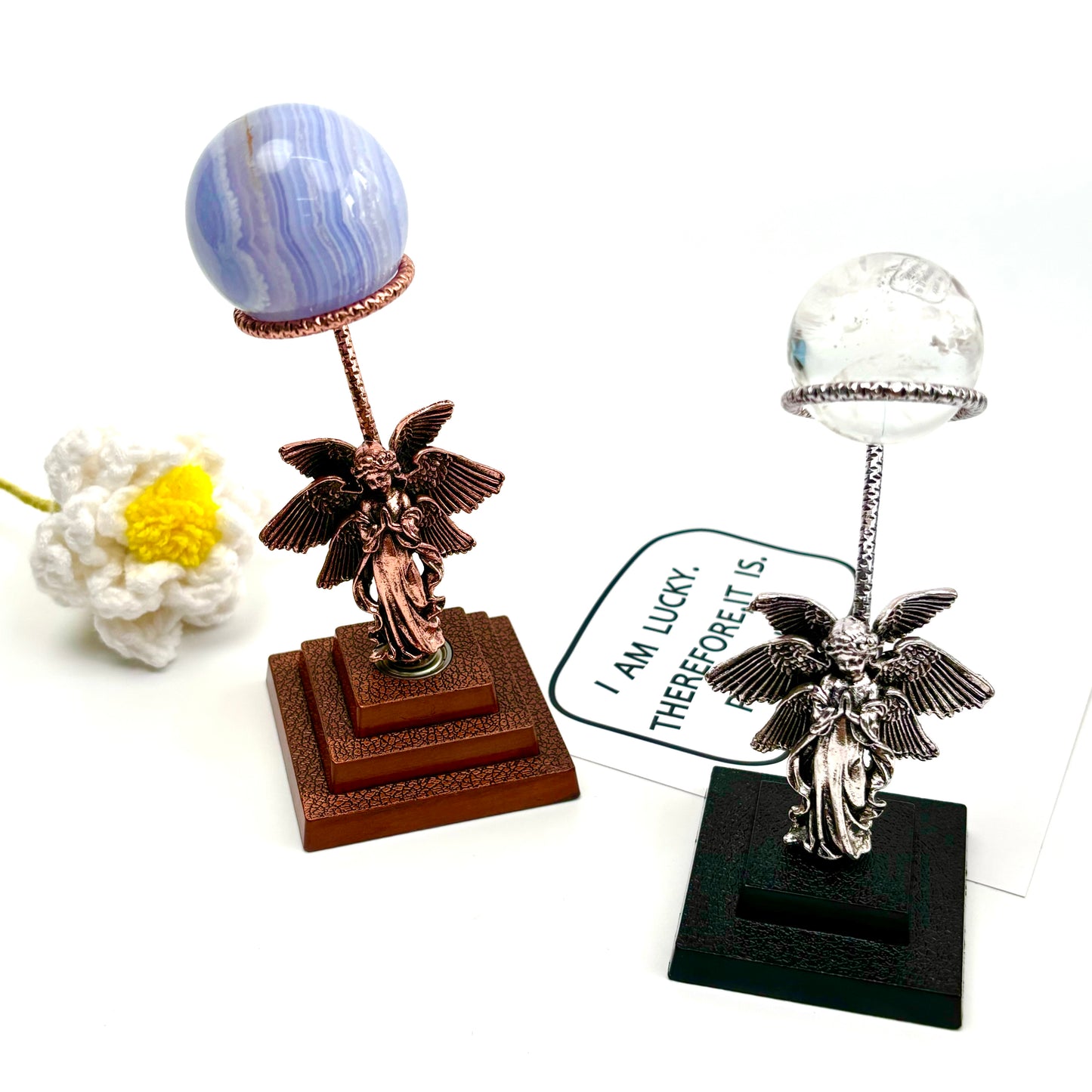 $6.6/1pcs Silvery angel square crystal base, Rose gold angel square crystal base, crystal sphere base.