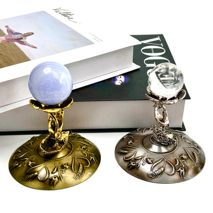 $9.5/1pcs Golden rotation hands  crystal base, Silvery rotation hands crystal base, crystal sphere base.