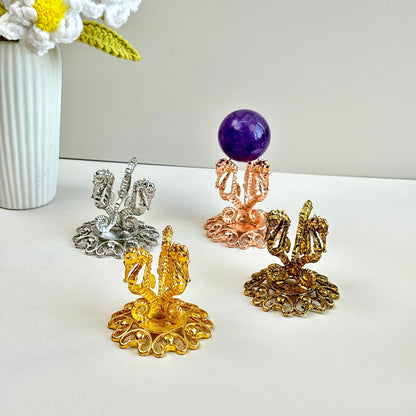 $6/1pcs Brilliant golden three seahorse crystal base,Brilliant rose gold three seahorse crystal base,Brilliant silvery three seahorse crystal base,Golden three seahorse crystal base,crystal sphere base.