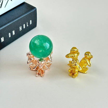 $5/1pcs Brilliant golden three monkeys crystal base,Brilliant rose gold three monkeys crystal base, crystal sphere base.