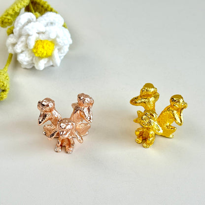 $5/1pcs Brilliant golden three monkeys crystal base,Brilliant rose gold three monkeys crystal base, crystal sphere base.