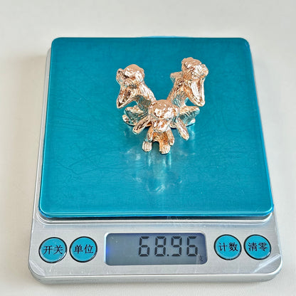 $5/1pcs Brilliant golden three monkeys crystal base,Brilliant rose gold three monkeys crystal base, crystal sphere base.