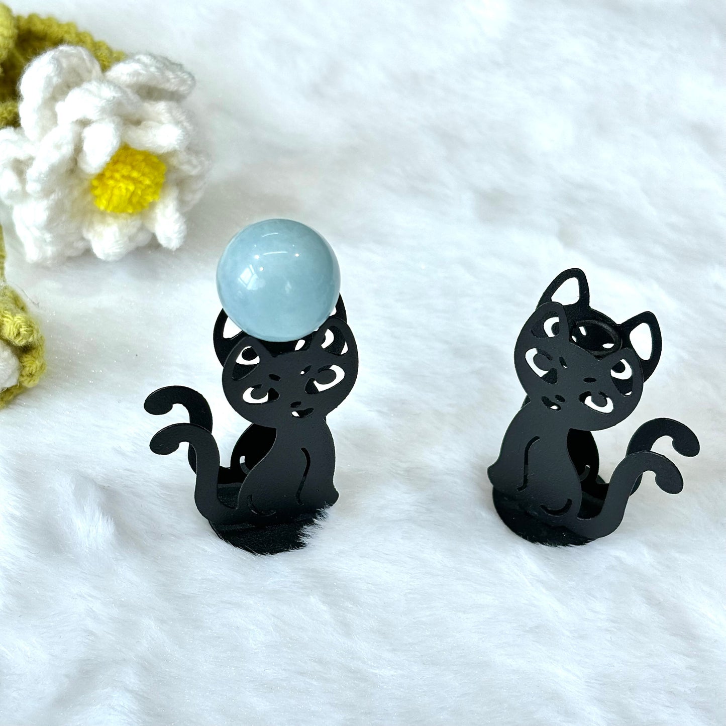 $0.9/1pcs Black kitty cat crystal base, crystal sphere base.