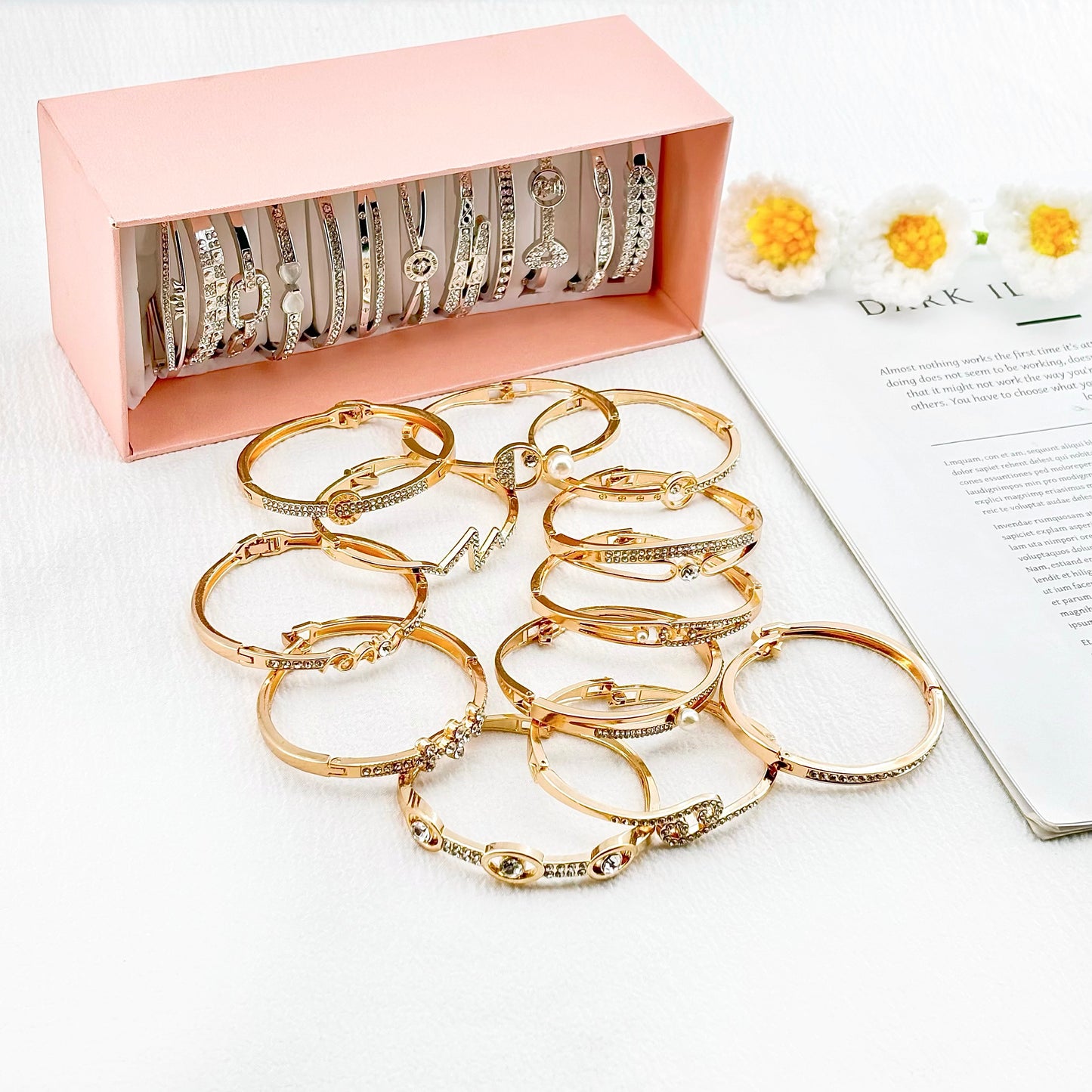 $39.9/ A box of golden or silvery bracelets(There are 12 of them).