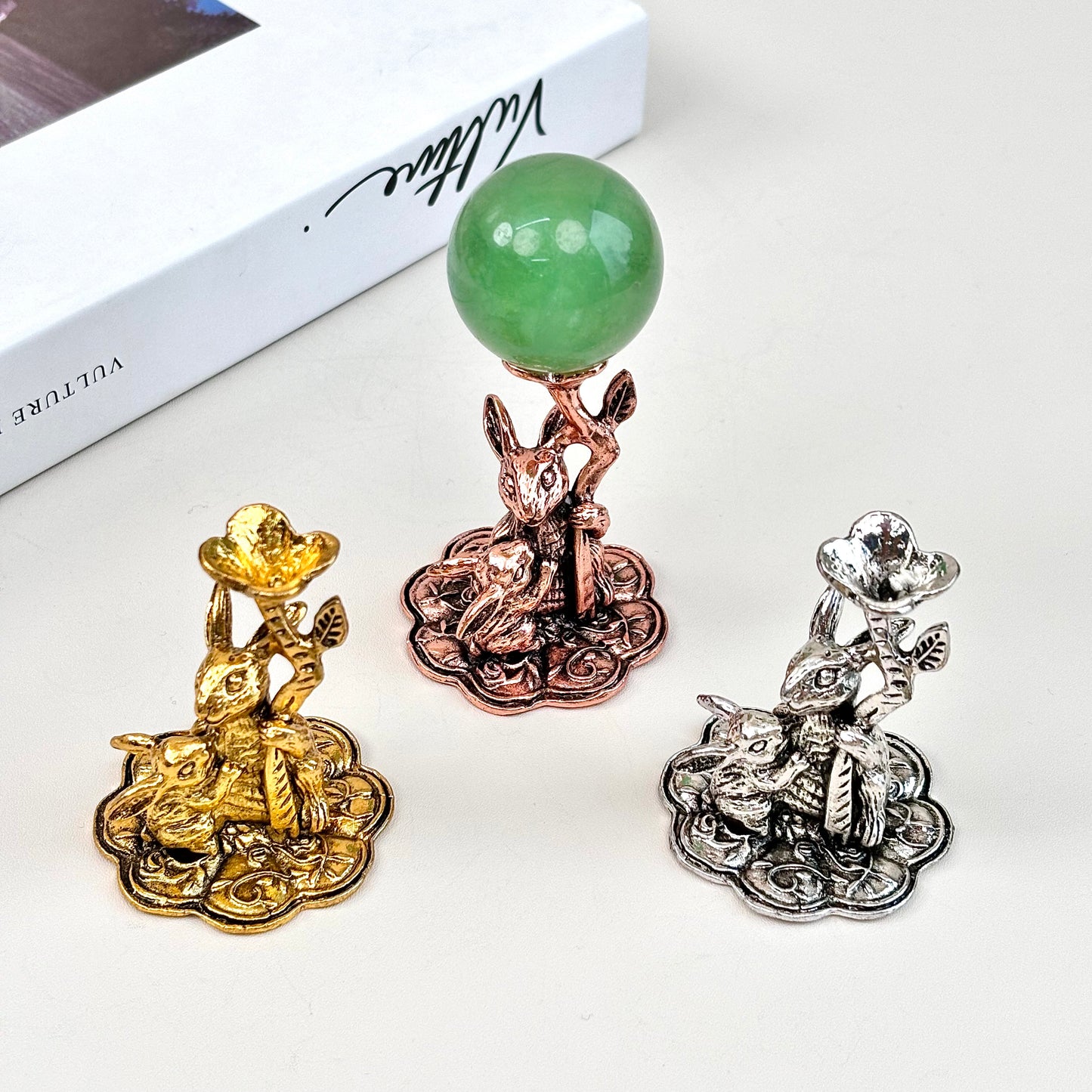 $5/1pcs Golden bunny crystal base, Rose gold bunny crystal base,Silvery bunny crystal base, crystal sphere base.