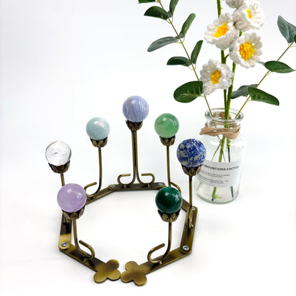 $17.6/1pcs  Golden seven-flower sphere crystal sphere base.