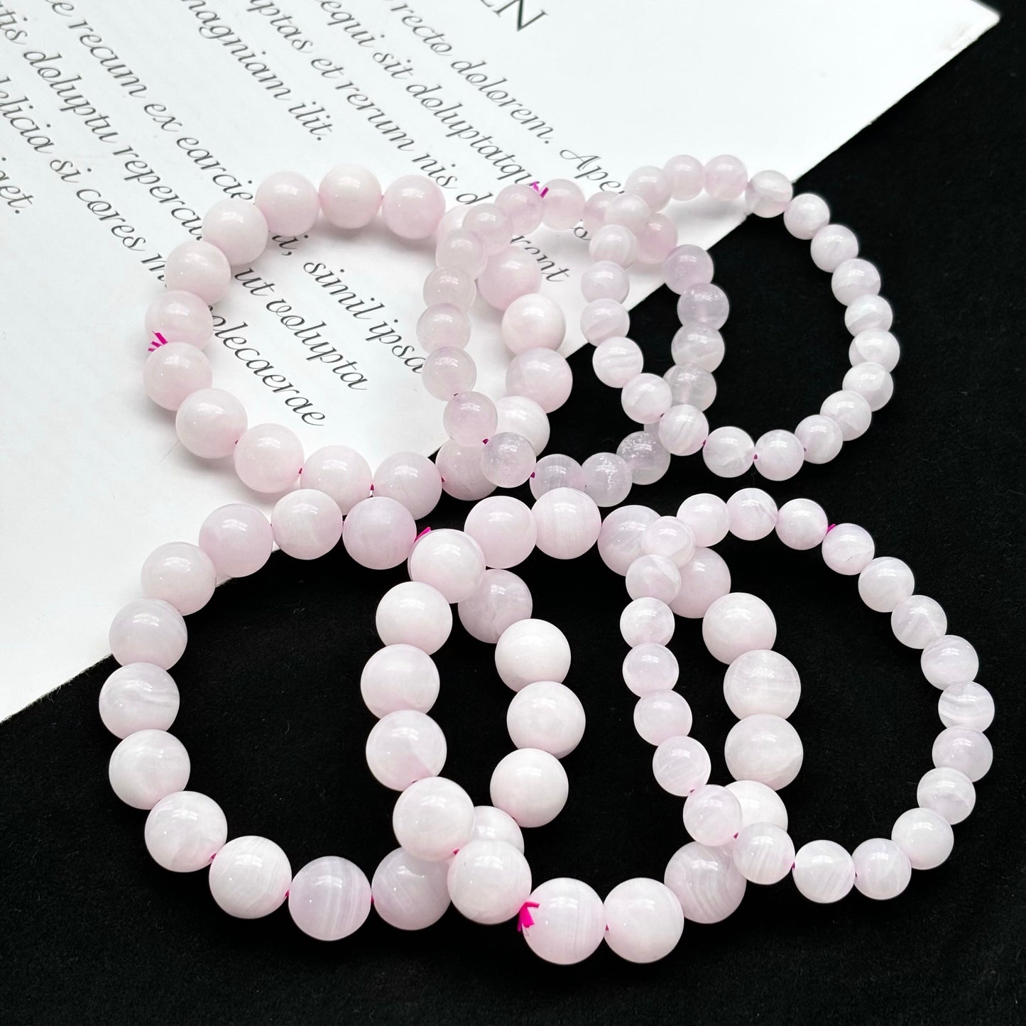 Wholesale prices — 80%: New crystal bracelets , minimum order of 1KG. Choose from Larimar, Plum blossom Tourmaline, prasiolite, Red Calcite, Strawberry Quartz, and more...