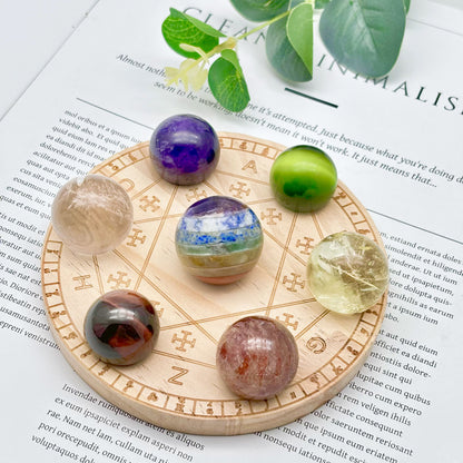 The Chakra Alphabet Base(small)+Mixed crystal sphere combination