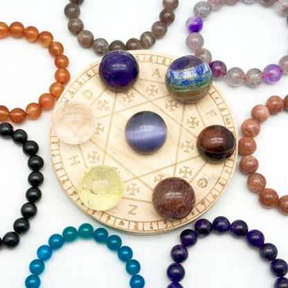 The Chakra Alphabet Base(small)+Mixed crystal sphere combination