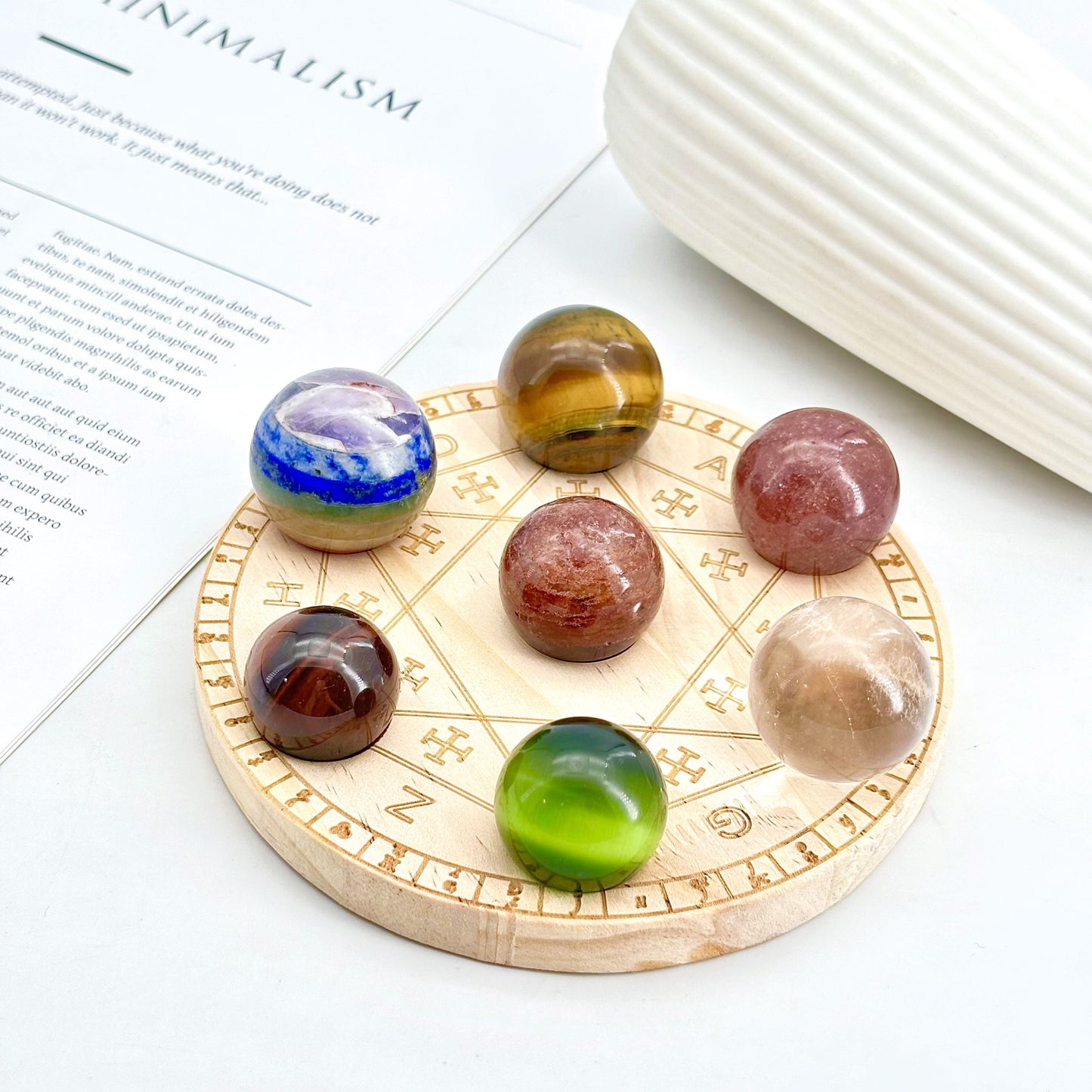 The Chakra Alphabet Base(small)+Mixed crystal sphere combination