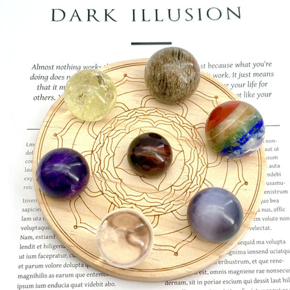 The Chakra Sphere Base(middle)+Mixed crystal sphere combination