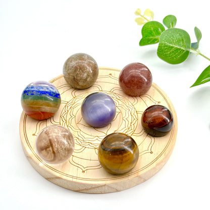 The Chakra Sphere Base(middle)+Mixed crystal sphere combination