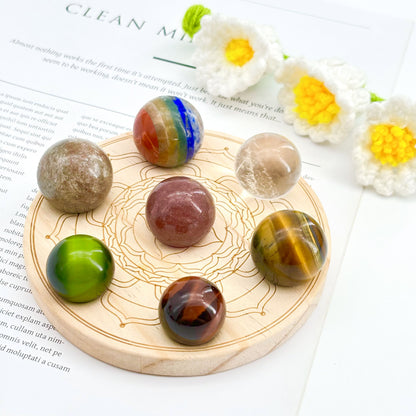 The Chakra Sphere Base(middle)+Mixed crystal sphere combination