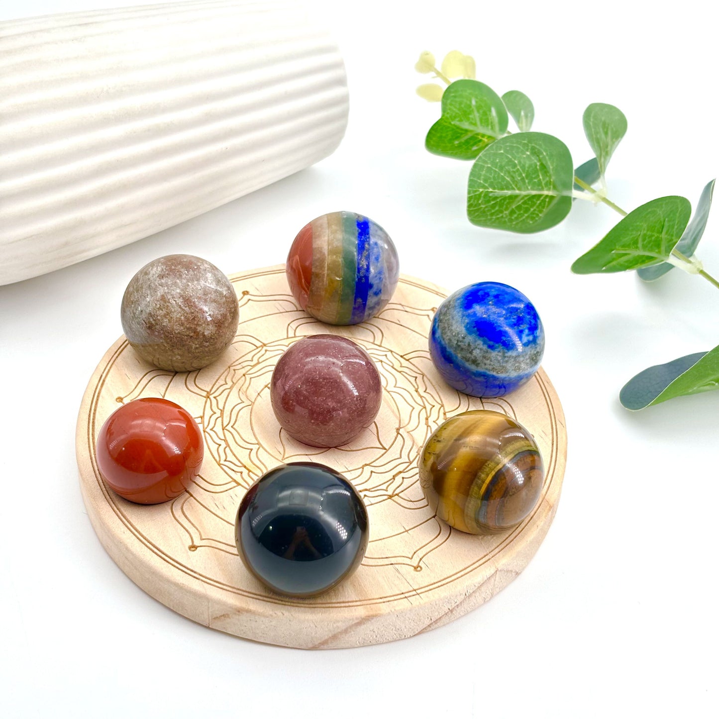 The Chakra Sphere Base(middle)+Mixed crystal sphere combination