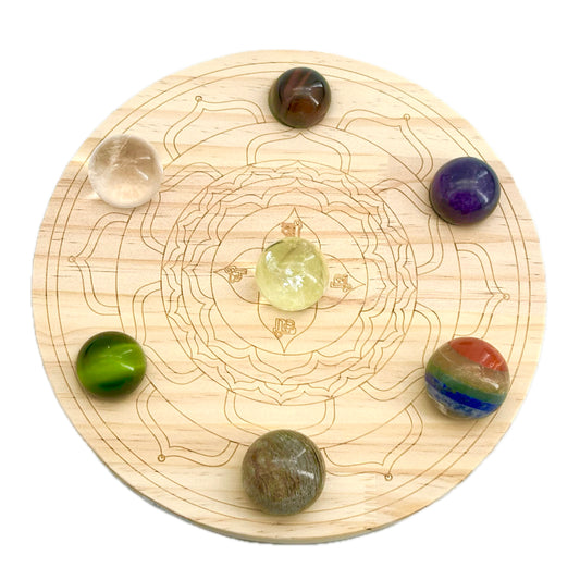 The Chakra Sphere Base(big)+Mixed crystal sphere combination