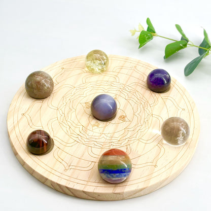 The Chakra Sphere Base(big)+Mixed crystal sphere combination