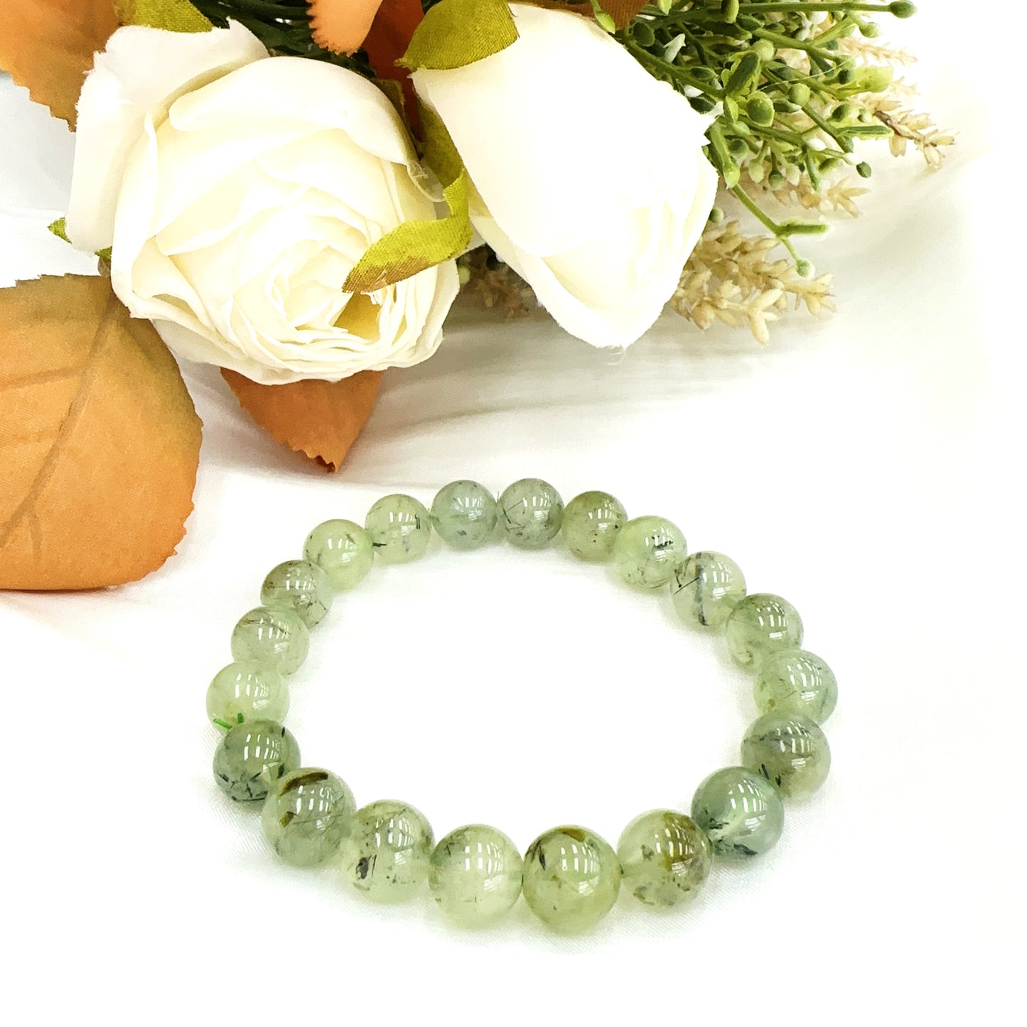 Prehnite bracelets.