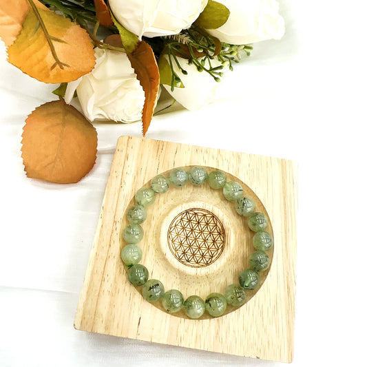 Prehnite bracelets.