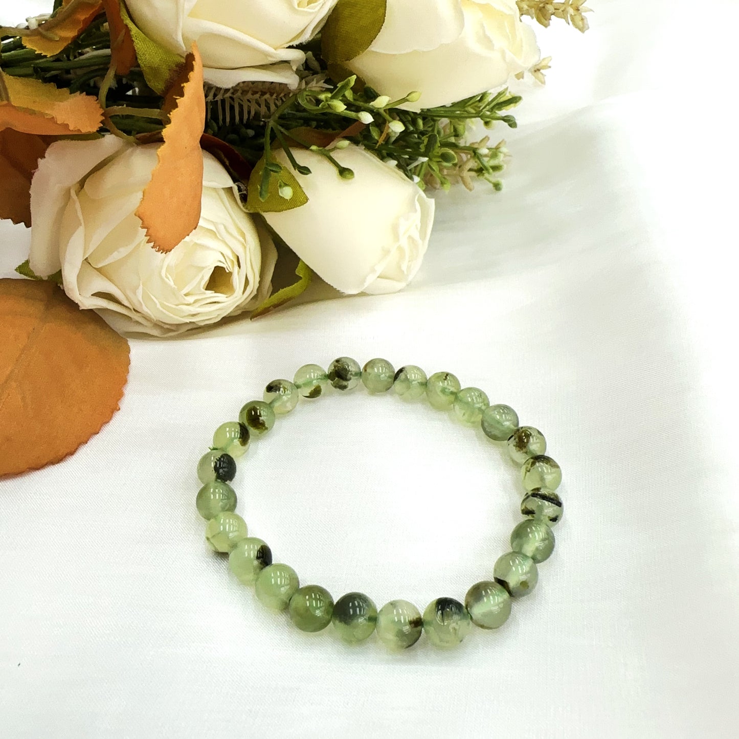 Prehnite bracelets.