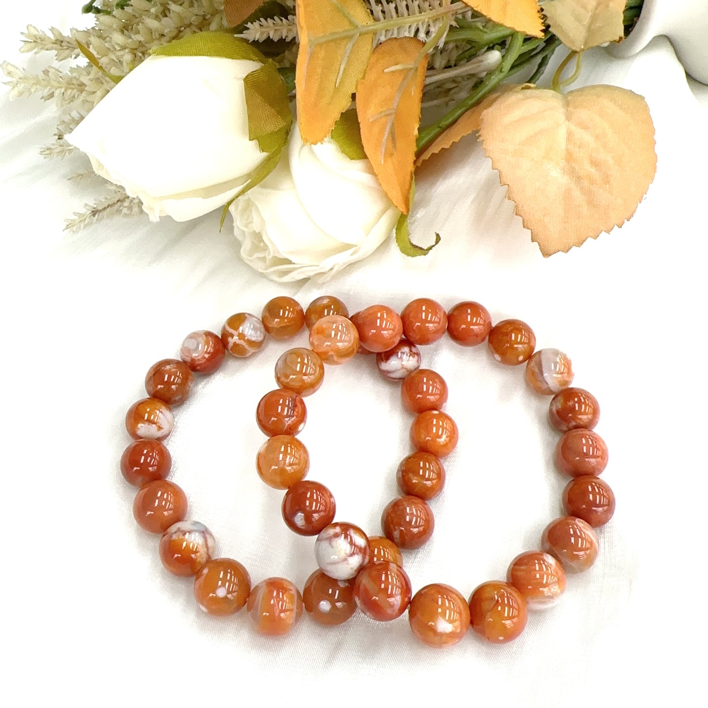 Flower agate bracelet.