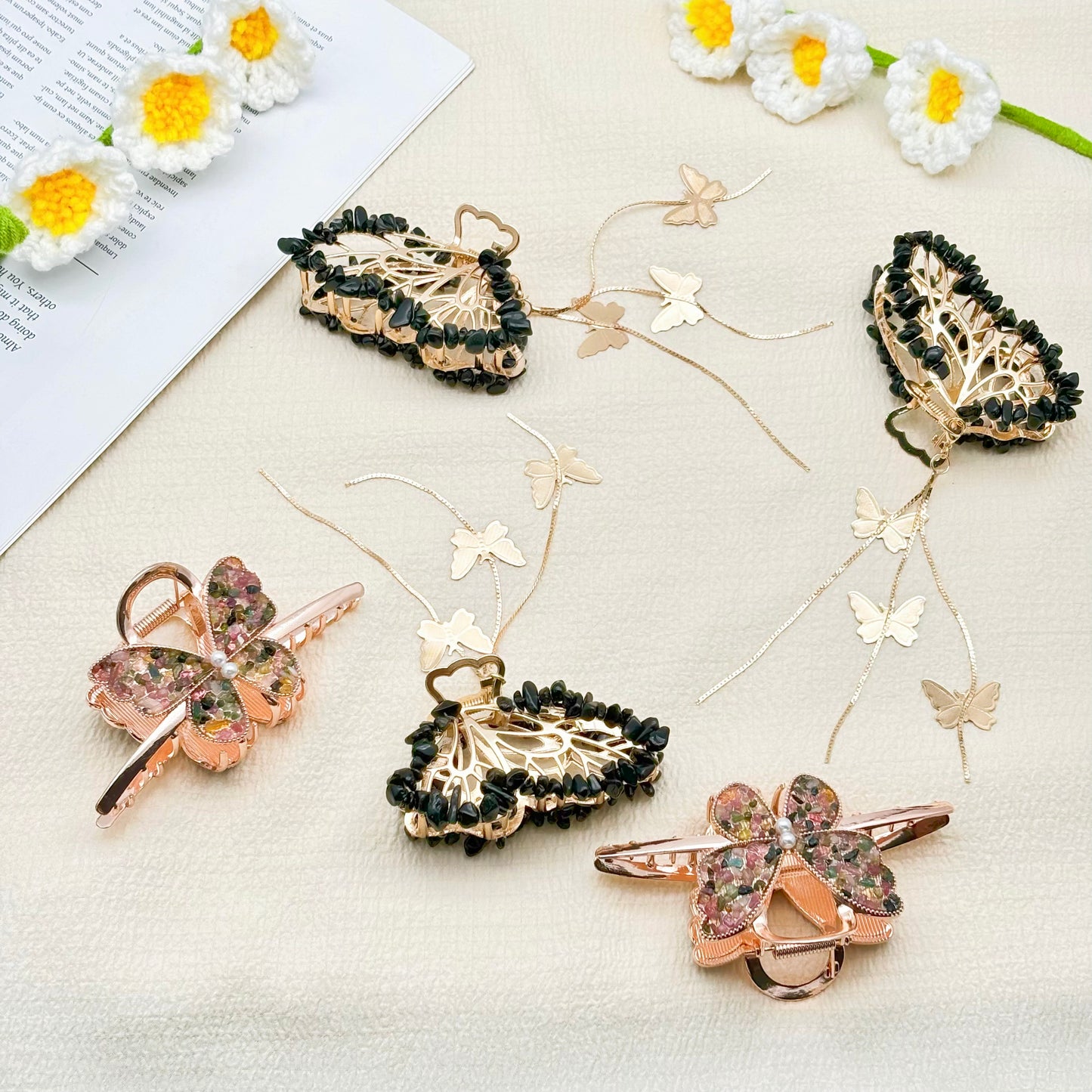 $3~$5/pc Crystal Hairpin,The perfect combination for going out in summer。