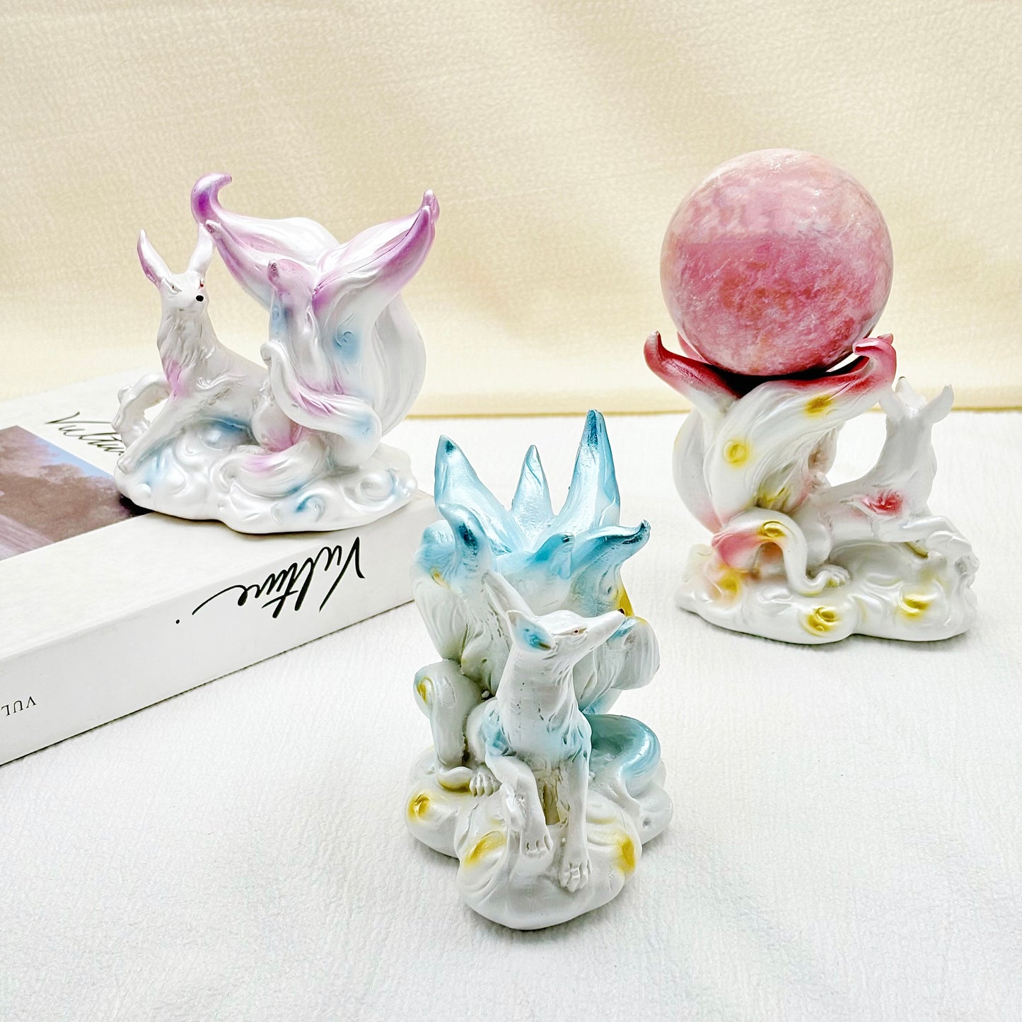 The nine-tailed fox stand and crystal ball make a perfect, mysteriously charming pair.