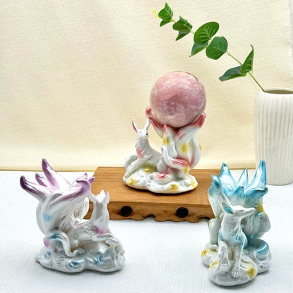 The nine-tailed fox stand and crystal ball make a perfect, mysteriously charming pair.