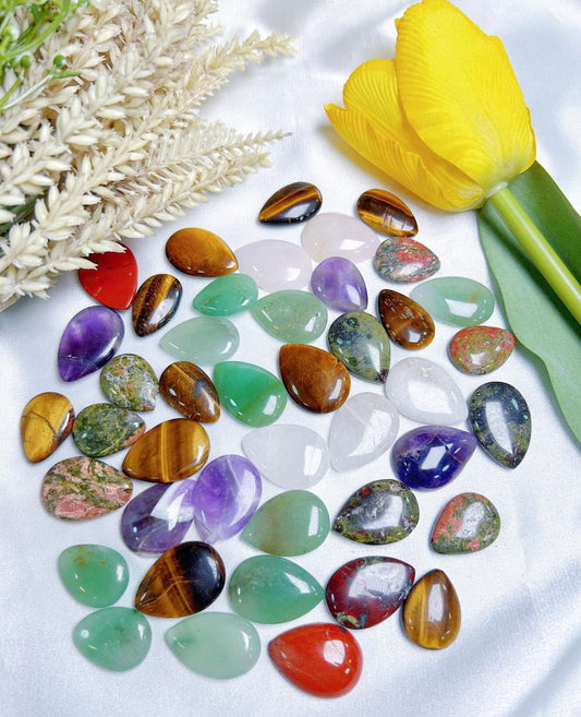 $1/PCS TearDrop Gemstone Cabochons Drop Shape Crystal Quartz For Earrings Pendant Making Supplies,Tear Drop Pocket Stone Crystal Gift