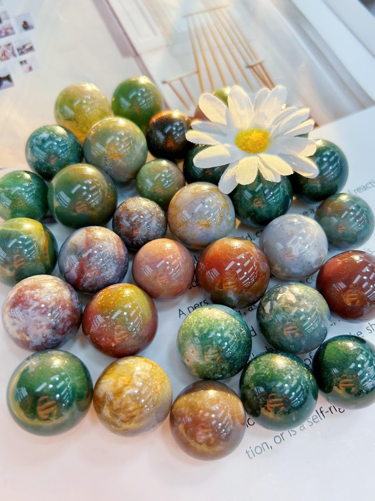 Colorful Ocean Jasper Spheres / Birthday gifts/Healing Crystals for Meditation/ Reiki Crystals /Witchy Decor